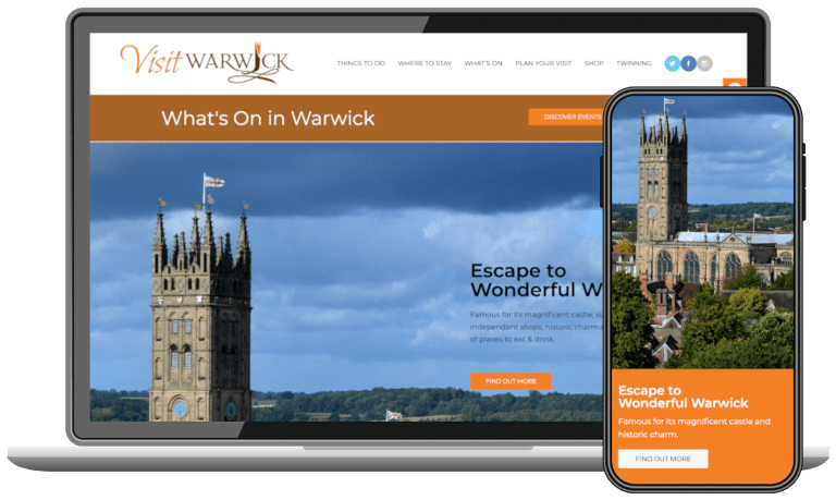 Warwick Visitor Information Centre website designed by Nice People UK