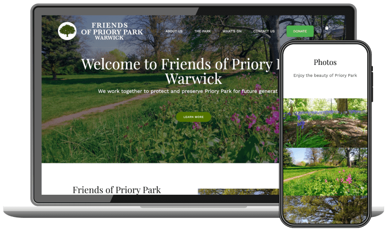 Friends of Priory Park Warwick website design by Nice People UK
